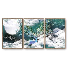 3 Piece Framed Canvas Home Artwork Decoration Abstract Nature Landscape Canvas Wall Art for Living Room, Bedroom - 16"x24"x3 Panels