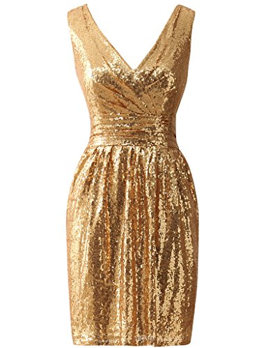 slim fit dress slacks Macloth Scoop Neck Sequin Cocktail Dress Short Rose Gold Bridesmaid Dress Rose Gold / Above Knee / US12 main image 0