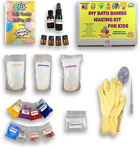 Bath Bomb Making Kit/DIY Bath Bombs - Kids Bath Bombs Making Kit for Creating Your Own 16 Bath Bombs with Everything You Need - Organic Essential Oils Natural Ingredients with Molds - Best Gift Kids