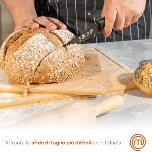 MasterChef Set Coltelli da Cucina, Collezione di Coltello Chef per Pane, Carne e Verdure, Acciaio Inox, Prova di Calore, Lavabile in Lavastoviglie, 5 Pezzi, Nero, Captions