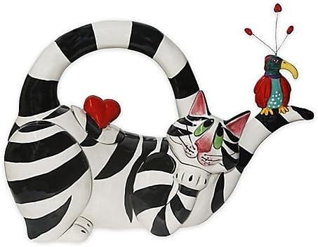Clancey Hearts Ceramic Teapot in Black/White