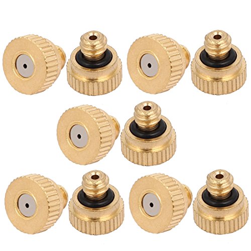 uxcell 0.8mm Orifice Dia 9mm Long Brass Mist Nozzle Gold Tone 10pcs