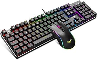 havit Wired Mechanical Gaming Keyboard and RGB Mouse Combo Set UK Layout, Blue Switch Mechanical Anti-Ghosting Keyboard...