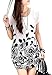EachWell Women Short Sleeve Oversize Floral Printed Dress Top Blouses Long Shirt(White&Black)