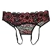 G.romtic Open Back Lace Panty Floral Lace Lingerie Underwear for Women One Size 24.4-30.7inch (Black)