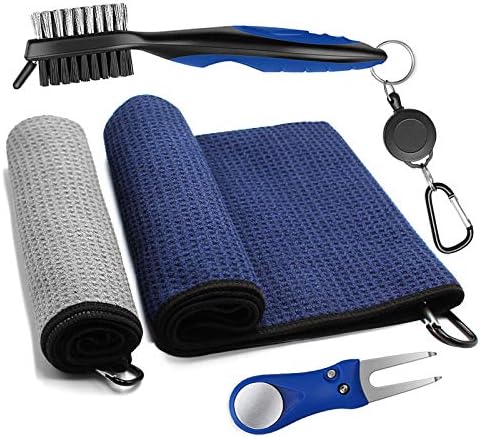 Golf Microfiber Towels Gifts Kit,Golf Cleaning Accessories Set-2 Waffle Golf Towels,Golf Brush,Golf Divot Tool,Suitable for Golf Lovers,Gift for Men Women and Children Golf Microfiber Towels Gifts Kit,Golf Cleaning Accessories Set-2 Waffle Golf Towels,Golf Brush,Golf Divot Tool,Suitable for Golf Lovers,Gift for Men Women and Children