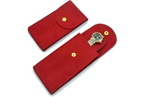 xianshengle Watch Pouch, Watch Roll, Watch Travel Case for Men and Women Portable Velvet Watch Pouch Watch Storage Bag ​and Organizer Protective Watch Box Pouch with (Red)