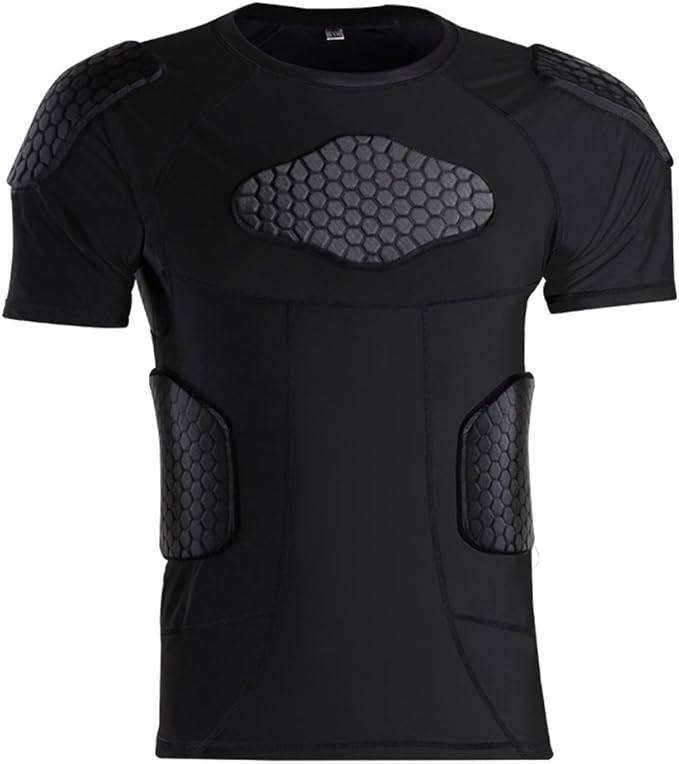 Men’s Padded shirts Short Sleeve Compression T Shirt Rib Chest