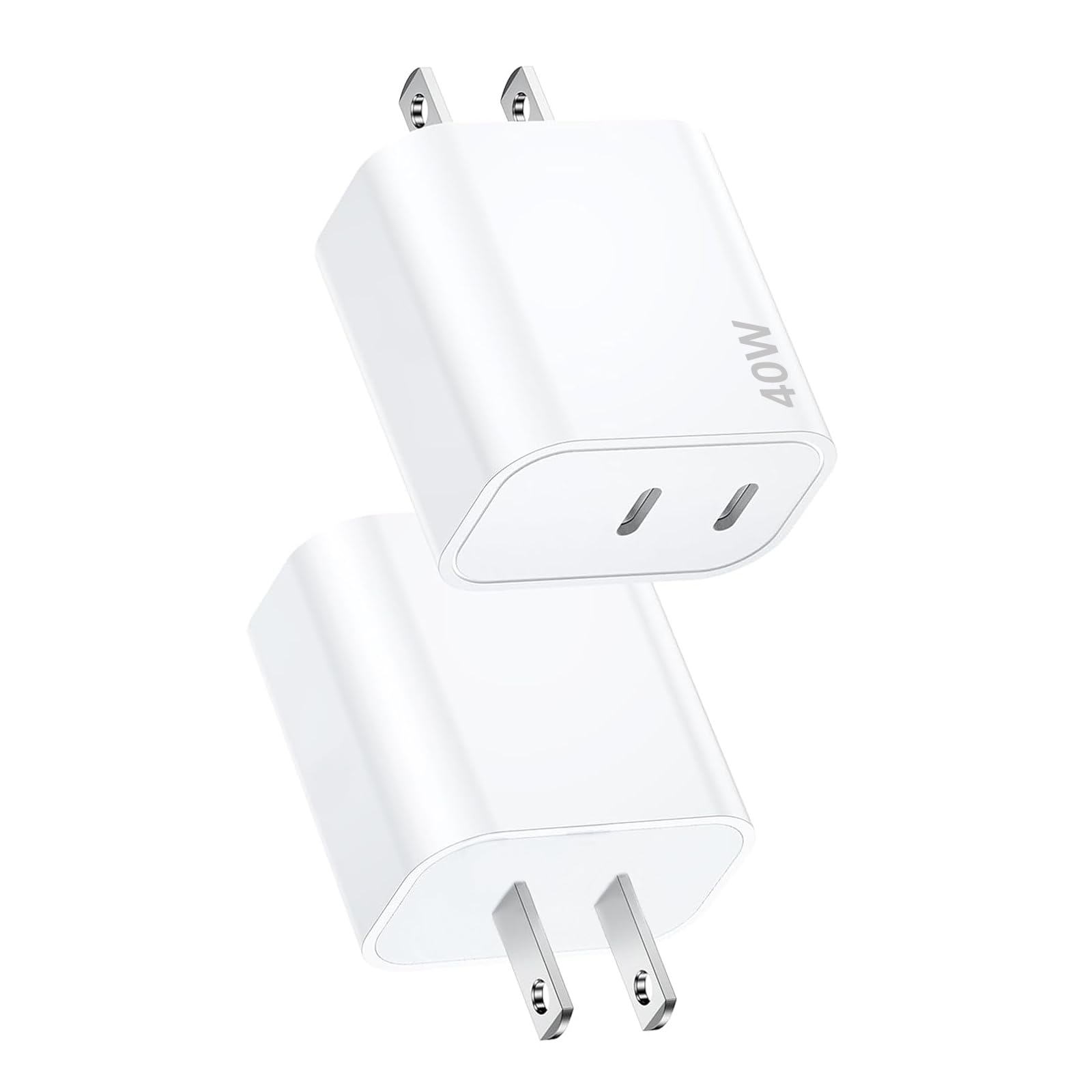 USB C Charging Block Fast Charger,2Pack 40W Dual Port Fast USB C Wall Charger Block,Type C Charging Plug Power Adapter Compatible with iPhone 17 Pro Max/Air/16e/16 Plus/15/14/13/12/11/XS/XR/X,iPad Image