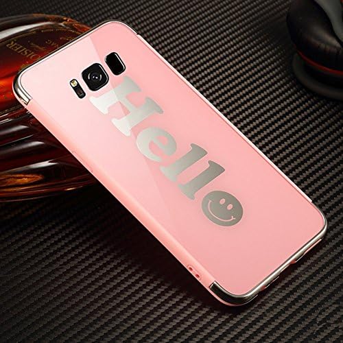 EUWLY Samsung Galaxy S8 Plus Mirror Case,Samsung Galaxy S8 Plus Silicone Mirror Case,Mirror Bright Reflection Luxury Shiny Ultra Thin Shock Resistant Anti Slip Scratch Resistant Silicone Protective Cover Mirror Makeup Flexible Silicone Back Soft Smart Phone Sleeve for Samsung Galaxy S8 Plus + 1 x Blue Stylus Pen - Hello,Pink