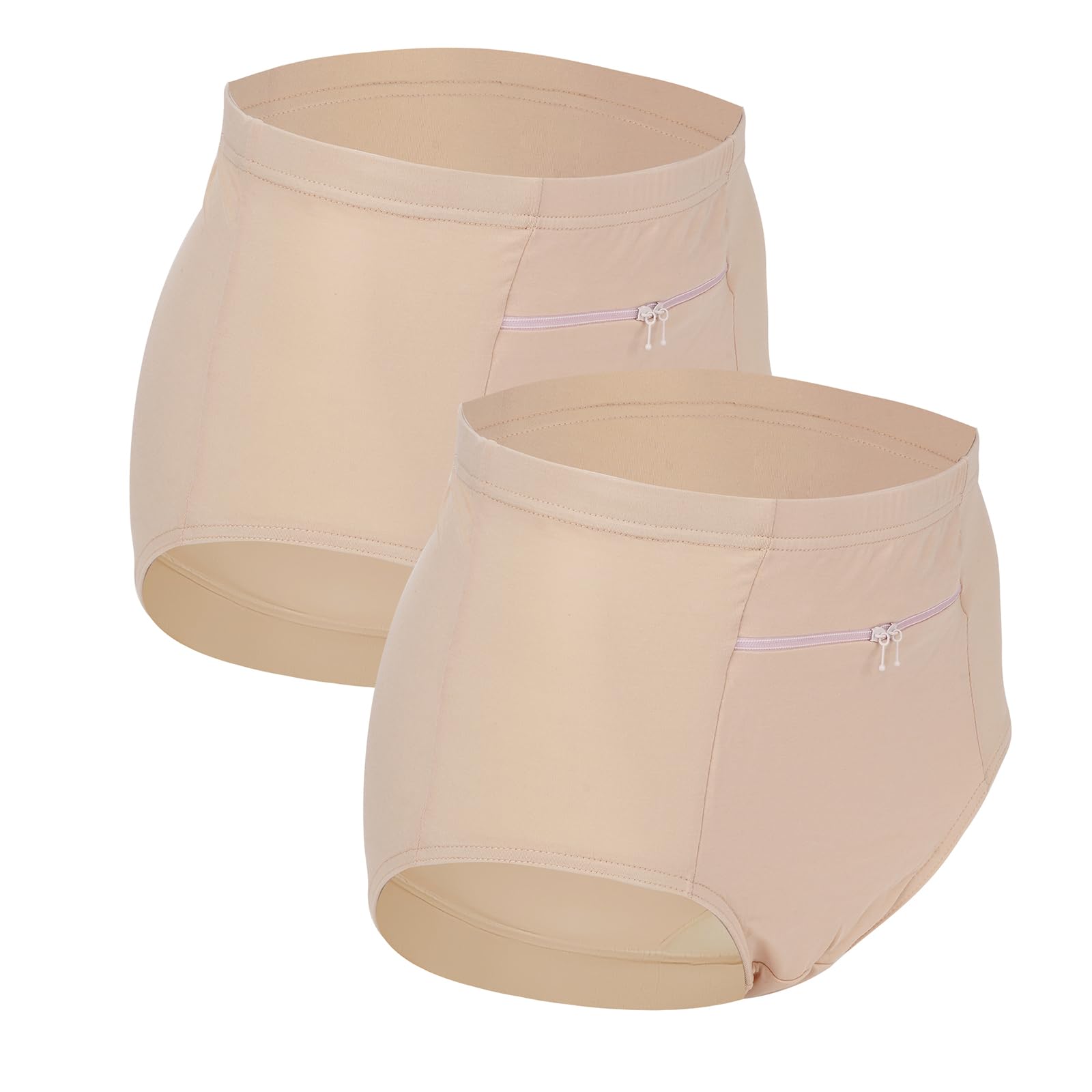 Photo 1 of LUEXBOX 2Pack Women's Underwear with Secret Pocket Panties, Travel Womens Underwear, Waisted Brief Panties Medium Size (Light Brown)