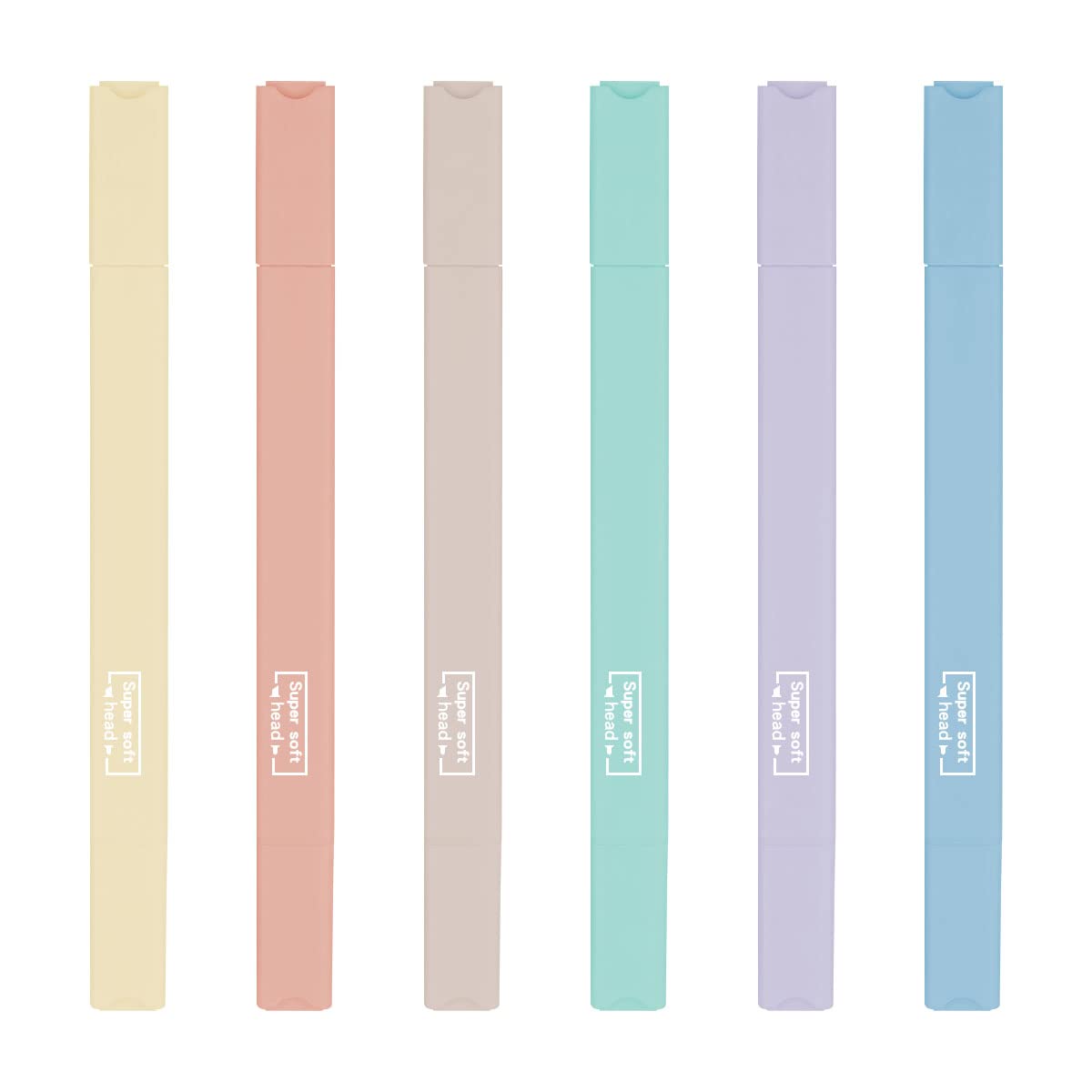 Jagowa 6Pcs Pastel Highlighters, Broad and Fine Double-ended Highlighter Set, Aesthetic Highlighter Pens for Journal Bible Student School Supplies (Color B)