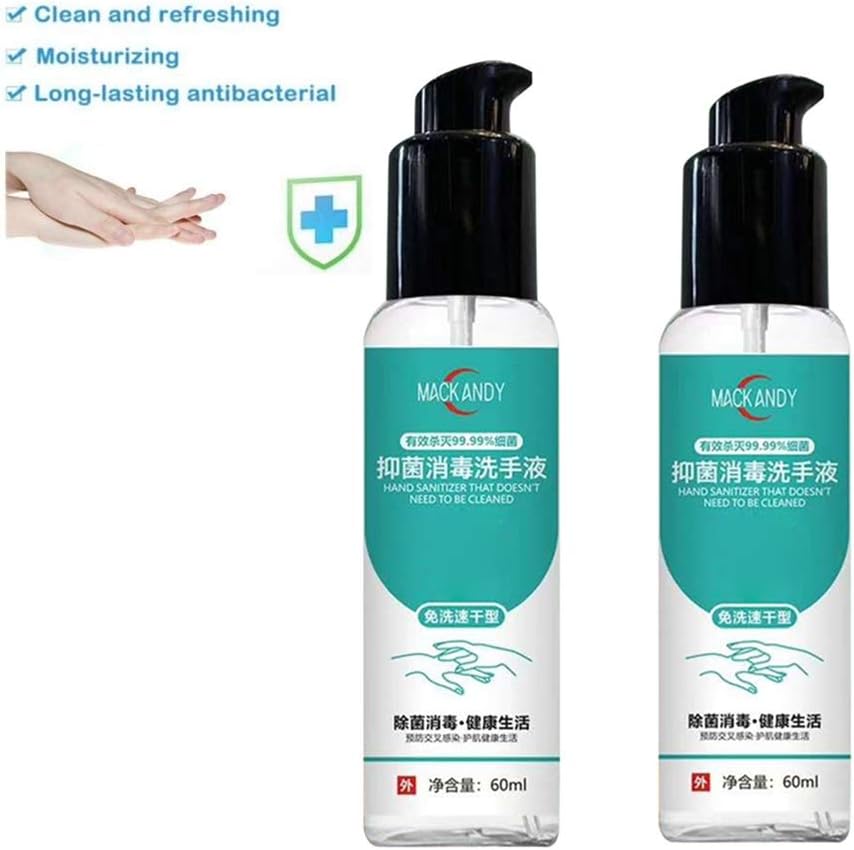 wanzi2 Advanced Hand Sanitizer - Refreshing Hand Gel,No Or Low Toxicity No Or Low Odor Sanitizers,Hand Sanitizer Gel,Disposable Hand Sanitizer Gel for Adults/Children - 60 Ml (2PC)