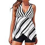 SUNNOW Women Push Up Halter Tankini With Boy Shorts Two Piece Swimsuit Set