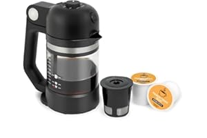 VINCI Micro Café Smallest Single-Serve Coffee Brewer | Compatible with Keurig K-Cups, K-Pods | Glass Carafe | Enclosed Brewing for Hotter Coffee | Large Capacity Reusable Filter Cup Included (Black)