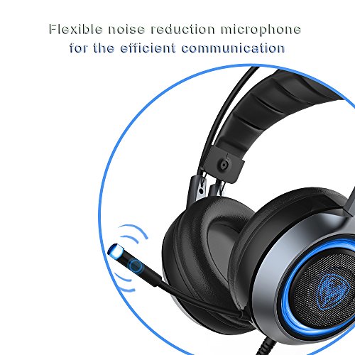 SOMIC G951 USB Plug Stereo Sound Noise Cancelling Gaming Headset for PC, PS4, Laptop, with Vibration Bass,Mic &RGB LED lights (Black) - Thumbnail 4