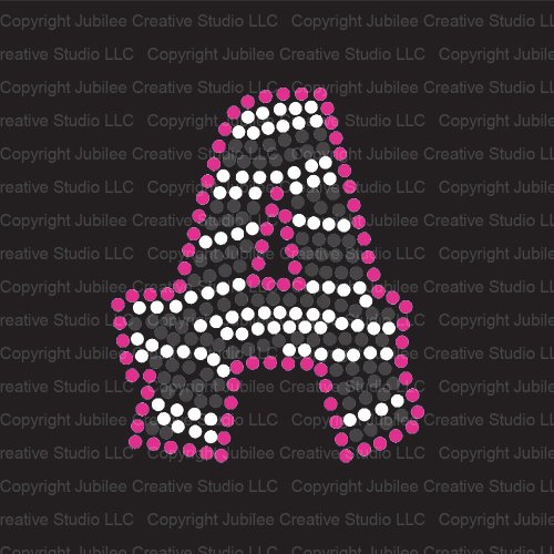 Zebra Letter A Iron On Rhinestone Crystals and Pink Rhinestud T-Shirt Transfer by Jubilee Rhinestones