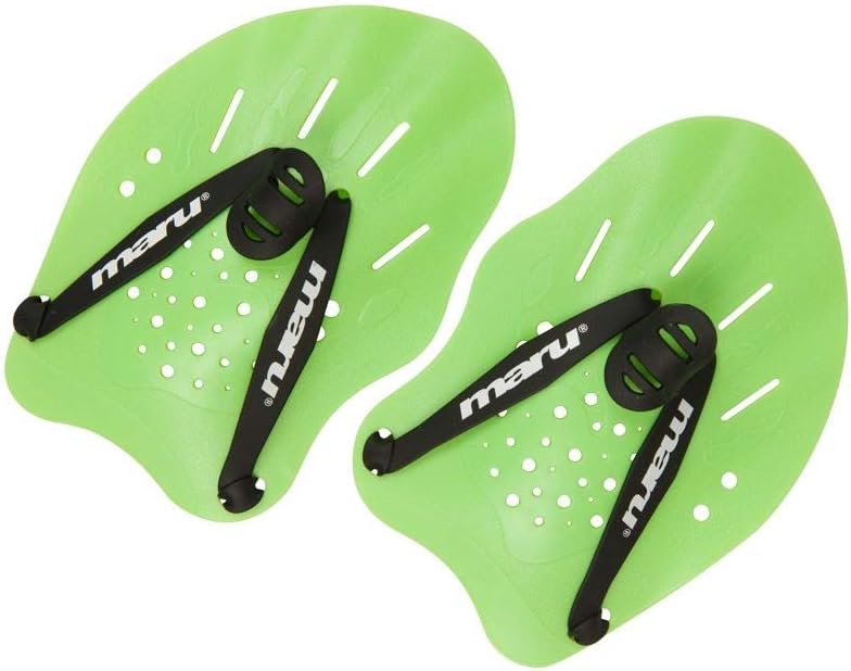 MARU Hand Paddles Lime – Adjustable Straps & Dual Hold Positions for Swim