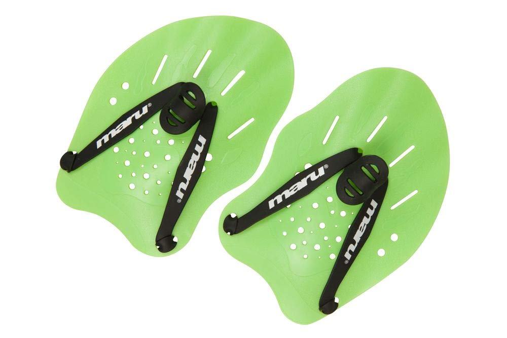 MARU Hand Paddles for Swimming Training (Lime) – One-Size Swimming Paddles for Strength, Technique & Power – Adjustable Straps & Dual Hold Positions – Trusted by Coaches