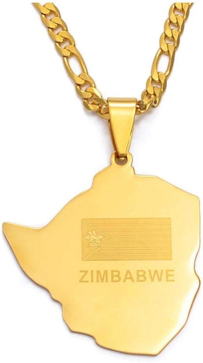 Map of Zimbabwe Pendant Necklaces Jewellery for Women Men