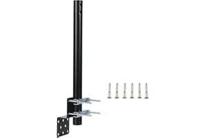 CEKAY Pole Mount with Bracket & Clamp U-Bolts for Outdoor Antennas, Signal Boosters & Weather Stations – 16 1/2" Length, 1 1/4" OD Steel Pole, Powder-Coated, Corrosion-Resistant
