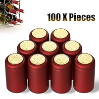 Janolia Heat Shrink Capsules, 100Pcs Wine Shrink Caps Bottle Seals, Easily Seal and Tear Off with Tearing Tab, Great Gift for Father, Red