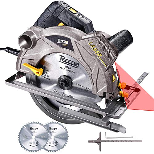 TECCPO 12A 1500W Circular Saw with Laser, 5500 RPM Corded Saw