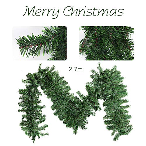 9 Feet Christmas Garland Artificial Pine for Wedding Party Doorway Wall Stairs Decorations and DIY Wreath