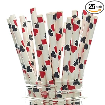 Amazon Com Magic Party Straws Playing Cards Design 25 Pack