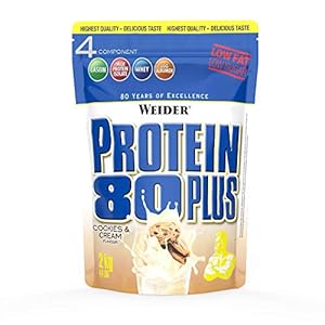 WEIDER Proteïne 80 Plus eiwitpoeder, Cookies & CreamLow-Carb, meercomponenten Casein Whey Mix voor eiwitshakes, 2kg