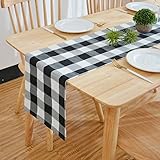 NATUS WEAVER Black & White 2 Side Buffalo Check Table Runner for Family Dinners or Gatherings, Indoor or Outdoor Parties, Everyday Use (12