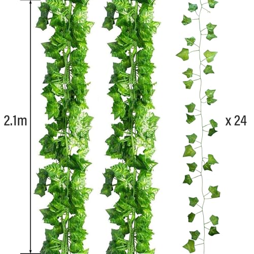 GALASALA Enredaderas Artificiales 24 Pzs, 24 * 2m Plantas Colgantes Artificiales Hogar, Planta Artificial Decorativa, Hogar Decoración, Jardín de Bodas Temático del Bosque Decoración de Hoja Verde