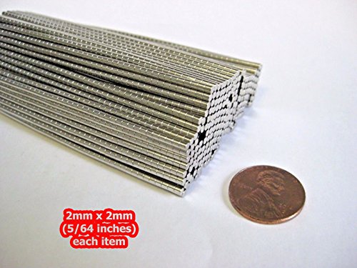 Magnetic Tiny Stick Fastener Adhesive Holder Lifter 2mm (5/64") Small Round Disc Cylinder Magnets (100) - Thumbnail 2