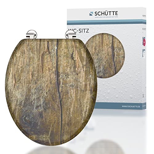 Schuette Solid Wood 80024 Wooden Core Toilet Seat Suitable for Many Standard Toilet Sinks Max. Load 150 kg Wood Effect Design on Seat and Lid