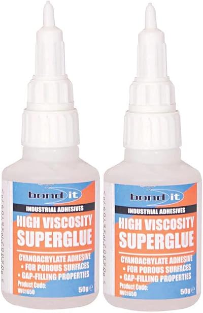Bond It 2 x 50g High Viscosity Super Glue Adhesive Clear Cyanoacrylate PVCu