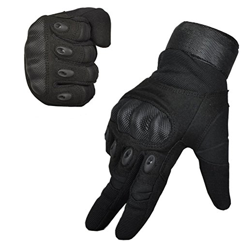 Tactical Gloves, Military Hard Knuckle Motorcycle Gloves for Men Airsoft Paintball (Black, Large)