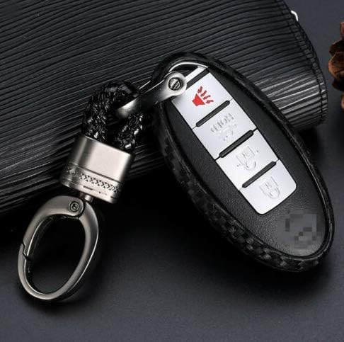 SUN123 1Pcs Black Carbon Fiber Styling Car Key Case For Nissan Infiniti Accessories
