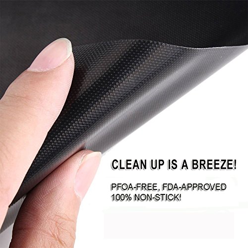 Meegoo 5 Set of 5-Heavy Duty 100% Non-Stick BBQ Grill Mats, 15.75 x 13-Inch, Black