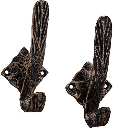 Tibres - Coat Hooks - Decorative Hand Forged Hooks for Clothes, Hats and Towels - Mounted to the Wall, Door or the Wood Rail - for Use in Bedrooms, Bathrooms, Kitchens and Hallways - 2 Pcs
