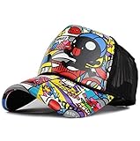 Cool Trucker Hat 2019 |Black Hat for Men & Women & Dad Hat | Zanzibar Style Adjustable Snapback Hat| Funny Trucker Hat| Colorful Character Anime Hat