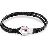 Tommy Hilfiger Men's Jewelry - Braided Leather Bracelet – Toggle Closure, Enamel Flag Detail – Casual Everyday Style - Accessory for Him