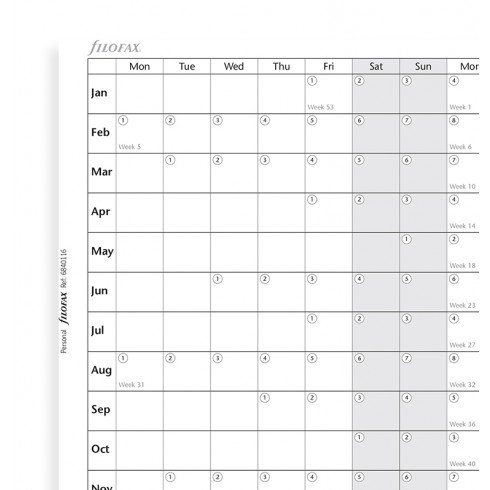 filoFax 68401-2018 For 2018 Personal Year Planner Horizontal