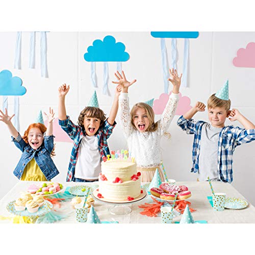 250PCS Paper Party Supplies - ENUOSUMA Disposable Paper Plates Tableware Set Include 50 Dinner Plates 50 Dessert Plates 50 Cups 50 Napkins 50 Straws For Party Wedding Birthday, Blue & Gold (Serves 50) - Thumbnail 5