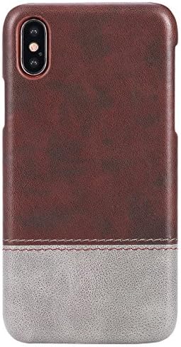 iPhone X Case, iPhone 10 case, Mecojoy Premium PU Leather iPhone X Back Cover Case Fit Slim Stylish Hybrid Protective Cover Scratch Resistant Hard Shell for Apple iPhone X/ 10 - Brown