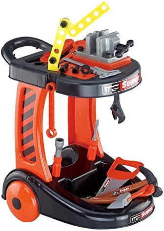 ilovebaby 47 PCS Kids Tool Set Pretend Constructions Toys Workbench Play Workshop for Kids Repairing Tools with Trolley