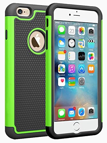 iPhone 6S case, iPhone 6 case,IWOCH Dual Layer Shockproof Scratch-resistant Protective Case Rugged Hybrid Plastic &amp; silicone Case for iPhone 6s 6 4.7 inch Green