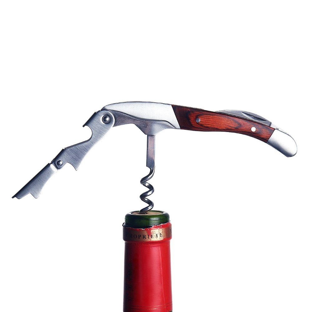 Wine Beer Bottle Opener, Shsyue Waiters Corkscrews and Foil Cutter All-in-one Corkscrew with Natural Rosewood Handle