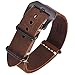 Carty Replacement Watch Band Strap Vintage Handmade Crazy Horse Leather Zulu NATO 22mm Dark Brown