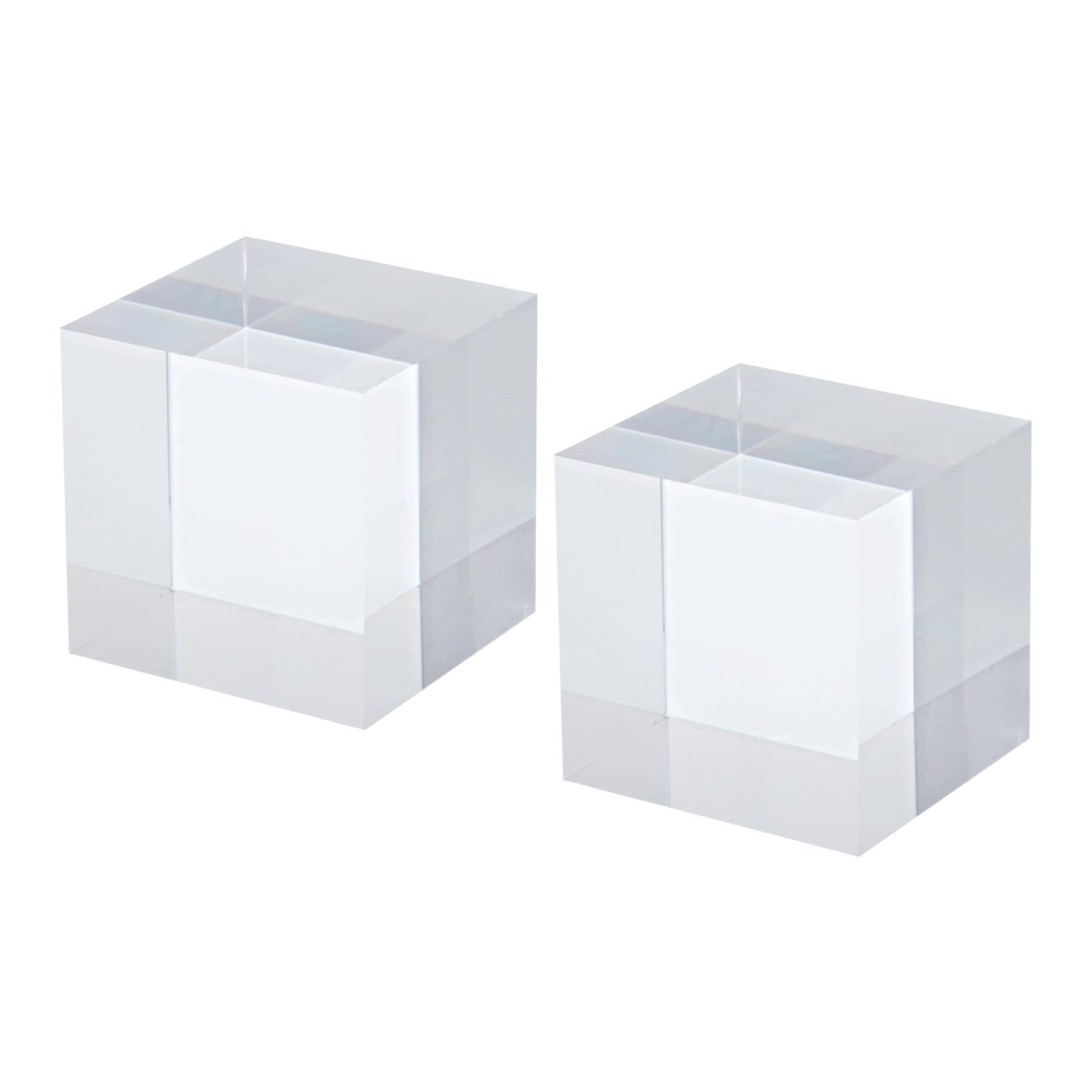 PATIKIL 2"x2"x2" Jewelry Display Riser, 2 Pack Polished Acrylic Cube Display Stand Block Collection Showcase Ring Holder Square, Clear