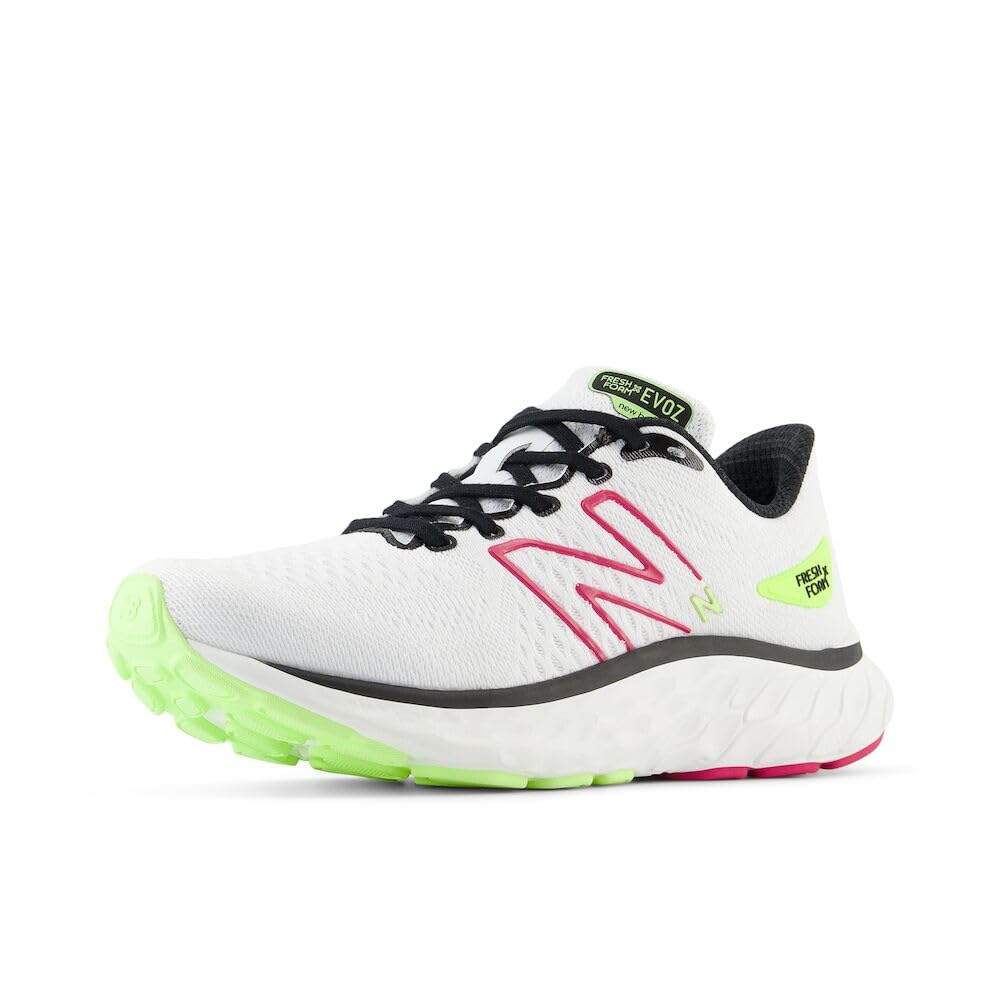 New Balance Women’s Fresh Foam X EVOZ V3 Running Shoe, White/Carnival Pink/Bleached Lime Glo, 5.5 W